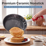 Atilioo 8-Inch Non Stick Frying Pan, Heavy-Gauge Aluminum Skillet with Nonstick Coating, Heat-Resistant Handle, All Stovetops Compatible, Easy to Clean, Dishwasher & Oven Safe, Red