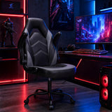 Atilioo Gaming Chair, Ergonomic Home Office Desk Chair with Lumbar Support, Adjustable Swivel Video Game Chair with Flip-up Armrest, PU Leather, Gray