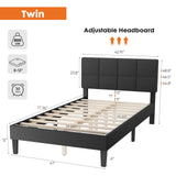 IULULU Bed Frame, Linen Upholstered Platform Bed with Headboard, No Box Spring Needed with 800LBS Solid Wooden Slats Support, No-Noise, Easy Assembly