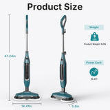 Atilioo Steam Mop, All-in-One Scrubbing Steam Cleaner with 4 Modes & Rotating Pads, LED Head Lights, Swivel Steering, Ideal for Hardwood Tile Laminate, Green