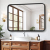 IULULU Bathroom Mirror, Black Metal Frame, Anti-Rust, Tempered Glass, Hanging Options