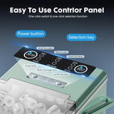 Buteny Countertop Ice Maker Machine, Portable Self-Cleaning Ice Machine with Ice Scoop, Basket and Handle, 9 Cubes in 6 Mins, 26.5lbs/24Hrs, 2 Sizes of Bullet Ice for Home Kitchen, Green