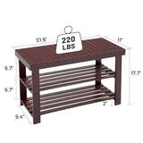 IULULU 3-Tier Bamboo Shoe Rack Bench Organizer Storage Shelf for Entryway Bedroom Living Room Balcony