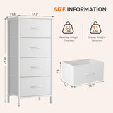 Atilioo Fabric Dresser Nightstand with 4 Drawer for Bedroom, Storage Organizer Unit, Chest of Drawers for Small Spaces, White