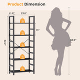 5 Tier Bookcase, Sturdy Bookshelf, Wood Metal Storage Organizer for Living Room, Bedroom, Home Office, Easy to Assemble, Black