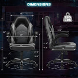 Atilioo Gaming Chair, Ergonomic Home Office Desk Chair with Lumbar Support, Adjustable Swivel Video Game Chair with Flip-up Armrest, PU Leather, Gray