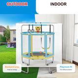 Atilioo 55" Trampoline for Kids with Enclosure, Indoor & Outdoor Toddler Trampoline with Adjustable Gymnastics Bar & Toys for Boys & Girls, Blue
