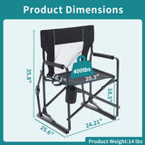 Atilioo Folding Camping Chair, Heavy Duty Rocking Chair with Cup Holder for Patio Leisure, Backyard, Fishing, Black