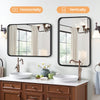 IULULU Bathroom Mirror, Black Metal Frame, Anti-Rust, Tempered Glass, Hanging Options