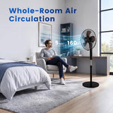 Atilioo Oscillating Pedestal Fan with Remote, Standing Fan with Timer, 3 Speeds, Strong Wind, Adjustable Height, Quiet Operation, Black