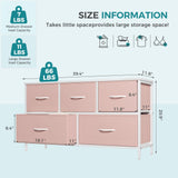 Atilioo Fabric Dresser with 5 Drawers, Clothes Storage Organizer Unit, Chest of Drawers for Bedroom Living Room, Pink