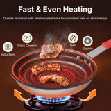 Atilioo 8-Inch Non Stick Frying Pan, Heavy-Gauge Aluminum Skillet with Nonstick Coating, Heat-Resistant Handle, All Stovetops Compatible, Easy to Clean, Dishwasher & Oven Safe, Red