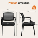 Atilioo Office Desk Chair, Heavy Duty Mesh Chair for Waiting Room, Guest Reception, Thickened Seat Cushion, 1Pack Black