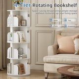 Atilioo 4 Tier Rotating Bookcase, 360° Spinning Bookcase Storage Tower, Corner Revolving Display Book Shelf for Small Space, Living Room, Bedroom