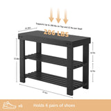 Atilioo 3-Tier Shoe Rack Bench, 27" Bamboo Shoe Storage Organizer with Seat for Entryway, Balcony, Black