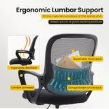 Atilioo Tall Drafting Desk Chair, Ergonomic Mid Back Mesh Swivel Office Chair with Lumbar Support, Armrest and Footrest, Counter Height Adjustable, Black