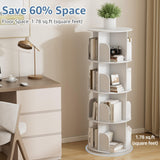 Atilioo 4 Tier Rotating Bookcase, 360° Spinning Bookcase Storage Tower, Corner Revolving Display Book Shelf for Small Space, Living Room, Bedroom