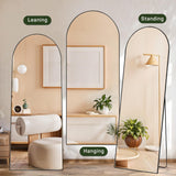 IULULU Full-Length Wall Mirror, Shatter-Proof Glass, Floor/Hanging/Leaning, Aluminum Frame for Bedroom/Cloakroom