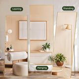 IULULU Full-Length Wall Mirror, Shatter-Proof Glass, Floor/Hanging/Leaning, Aluminum Frame for Bedroom/Cloakroom