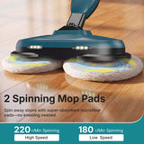 Atilioo Steam Mop, All-in-One Scrubbing Steam Cleaner with 4 Modes & Rotating Pads, LED Head Lights, Swivel Steering, Ideal for Hardwood Tile Laminate, Green