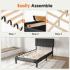 IULULU Bed Frame, Linen Upholstered Platform Bed with Headboard, No Box Spring Needed with 800LBS Solid Wooden Slats Support, No-Noise, Easy Assembly
