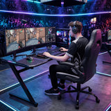 Atilioo Gaming Chair, Ergonomic Home Office Desk Chair with Lumbar Support, Adjustable Swivel Video Game Chair with Flip-up Armrest, PU Leather, Gray