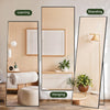 IULULU Full-Length Wall Mirror, Shatter-Proof Glass, Floor/Hanging/Leaning, Aluminum Frame for Bedroom/Cloakroom
