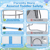Atilioo 55" Trampoline for Kids with Enclosure, Indoor & Outdoor Toddler Trampoline with Adjustable Gymnastics Bar & Toys for Boys & Girls, Blue