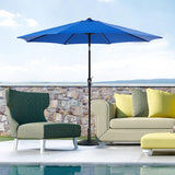 Atilioo 9 FT Patio Umbrella, Outdoor Table Market Umbrella with Tilt and Crank Button for Poolside Terrace Beach, 8 Sturdy Rids, Blue