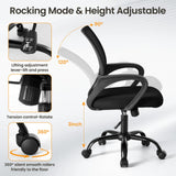 Atilioo Ergonomic Office Chair with Lumbar Support, Computer Desk Mesh Chair with Height Adjustable 360° Swivel, Fixed Armrest, Black