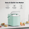 Buteny Countertop Ice Maker Machine, Portable Self-Cleaning Ice Machine with Ice Scoop, Basket and Handle, 9 Cubes in 6 Mins, 26.5lbs/24Hrs, 2 Sizes of Bullet Ice for Home Kitchen, Green