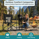 Atilioo Folding Camping Chair, Heavy Duty Rocking Chair with Cup Holder for Patio Leisure, Backyard, Fishing, Black