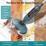 Atilioo Steam Mop, All-in-One Scrubbing Steam Cleaner with 4 Modes & Rotating Pads, LED Head Lights, Swivel Steering, Ideal for Hardwood Tile Laminate, Green