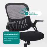 Atilioo Home Office Chair, Ergonomic Computer Desk Mesh Chair with Lumbar Support, Adjustable Swivel Mid-Back Chair with Flip-up Arms, Black