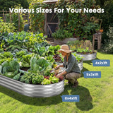 Atilioo 4x2x1ft Raised Garden Bed, Outdoor Oval Metal Planter Box for Vegetables Flowers Herbs, Galvanized Rot-Resistant Non Toxic Material, Silver