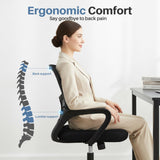 Atilioo Ergonomic Office Chair with Lumbar Support, Adjustable Mesh Computer Desk Chair Mid Back Swivel with Armrests, Black