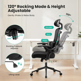 Atilioo Office Chair, Ergonomic Computer Desk Mesh Chair with Up&Down Lumbar Support, Headrest, Adjustable Swivel High-Back Chair with Flip-up Armrests, Black