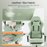 Atilioo Gaming Chair, Ergonomic Computer Office Chair with Pocket Spring Cushion, Footrest and Headrest, Adjustable Swivel Task Chair with Lumbar Support & Linkage Armrests, Green