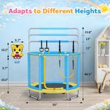 Atilioo 55" Trampoline for Kids with Enclosure, Indoor & Outdoor Toddler Trampoline with Adjustable Gymnastics Bar & Toys for Boys & Girls, Blue