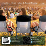 Atilioo Low Camping Chair, Folding Portable Beach Chair with Cup Holder & Sidebag for Outdoor Concert, Party, Picnic, Black