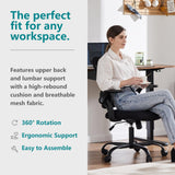 Atilioo Home Office Chair, Ergonomic Computer Desk Mesh Chair with Lumbar Support, Adjustable Swivel Mid-Back Chair with Flip-up Arms, Black