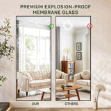 IULULU Full-Length Wall Mirror, Shatter-Proof Glass, Floor/Hanging/Leaning, Aluminum Frame for Bedroom/Cloakroom