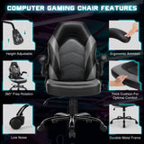 Atilioo Gaming Chair, Ergonomic Home Office Desk Chair with Lumbar Support, Adjustable Swivel Video Game Chair with Flip-up Armrest, PU Leather, Gray