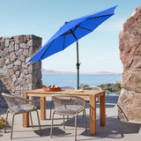 Atilioo 9 FT Patio Umbrella, Outdoor Table Market Umbrella with Tilt and Crank Button for Poolside Terrace Beach, 8 Sturdy Rids, Blue