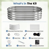 Atilioo 4x2x1ft Raised Garden Bed, Outdoor Oval Metal Planter Box for Vegetables Flowers Herbs, Galvanized Rot-Resistant Non Toxic Material, Silver