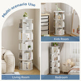 Atilioo 4 Tier Rotating Bookcase, 360° Spinning Bookcase Storage Tower, Corner Revolving Display Book Shelf for Small Space, Living Room, Bedroom