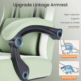 Atilioo Gaming Chair, Ergonomic Computer Office Chair with Pocket Spring Cushion, Footrest and Headrest, Adjustable Swivel Task Chair with Lumbar Support & Linkage Armrests, Green