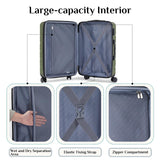 Atilioo 20" Luggage, Hardside Carry-On Suitcase with Expandable Space, TSA Lock, Spinner Wheels, Ideal for Travel Bussiness, Olive Green