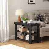 Atilioo 3-Tier Shoe Rack Bench, 27" Bamboo Shoe Storage Organizer with Seat for Entryway, Balcony, Black