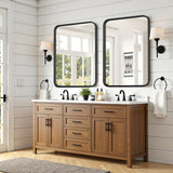 IULULU Bathroom Mirror, Black Metal Frame, Anti-Rust, Tempered Glass, Hanging Options